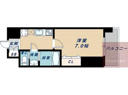 LUXE新大阪イーストII(1K/14階)の間取り写真