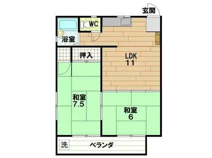 サンハイム森本(2LDK/2階)の間取り写真