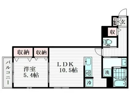 カーサプリムラI(1LDK/2階)の間取り写真