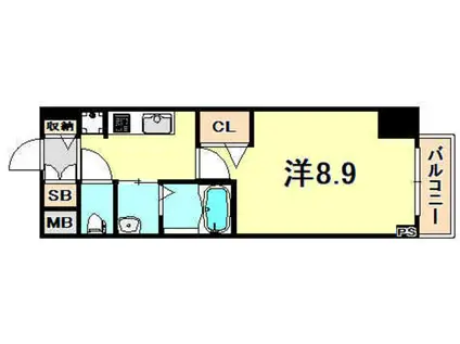 MJC神戸ハーバーウエスト(1K/2階)の間取り写真