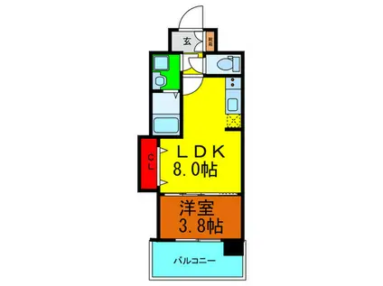 シェリロ香里園(1LDK/11階)の間取り写真