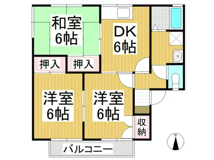 ロイヤルハイツA棟(3DK/2階)の間取り写真