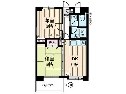 カピトール川崎Ⅰ(2DK/4階)の間取り写真