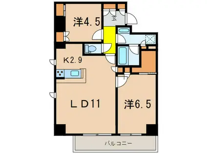 レジディア目黒IV(2LDK/5階)の間取り写真