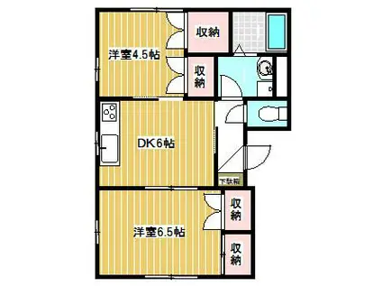メゾンナカムラ(2DK/1階)の間取り写真
