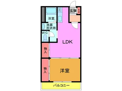 青山ビル(1LDK/4階)の間取り写真