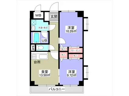 ラ・ロシェル(2DK/1階)の間取り写真