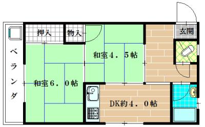RHYTHM八尾(2K/3階)の間取り写真