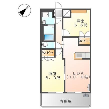 ペティ ルミナス(2LDK/1階)の間取り写真