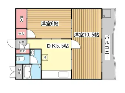 パークハイツ青谷(2DK/3階)の間取り写真