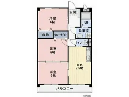 グランメール(3DK/2階)の間取り写真