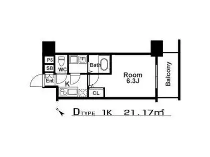 エスリード新北野グランリンク(1K/2階)の間取り写真