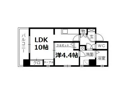ウイリアムヒルズ浜松(1LDK/10階)の間取り写真
