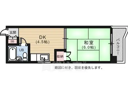 ホームズ山口(1DK/2階)の間取り写真