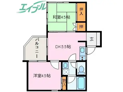 フジタ鳥羽マンション(2K/2階)の間取り写真
