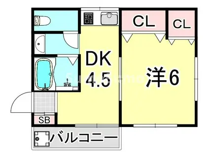天神ユーハイツ(1DK/2階)の間取り写真