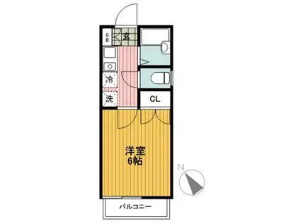 カスティーロ栗田谷(1K/1階)の間取り写真