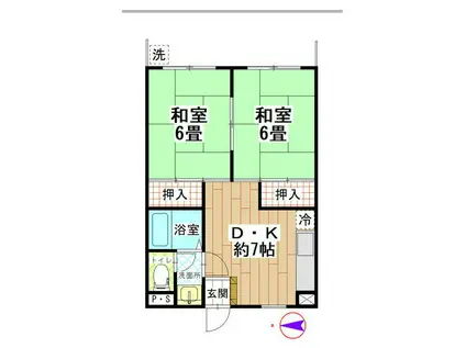 カーサ・デ・エスペランサ(2DK/1階)の間取り写真