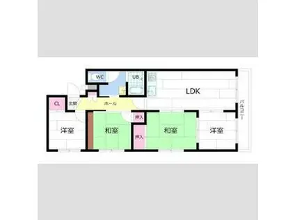 上野マンション(4LDK/2階)の間取り写真