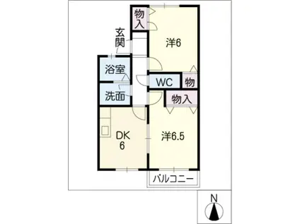 アミティ植田A棟(2DK/2階)の間取り写真