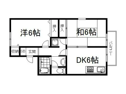 ロンゲビーテ(2DK/2階)の間取り写真