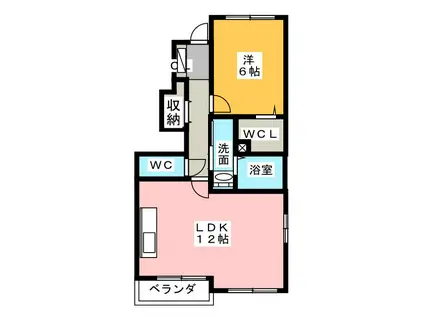 メモリー(1LDK/1階)の間取り写真