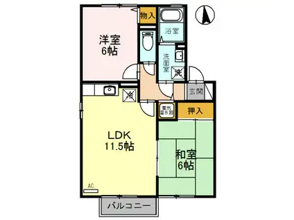 フローラルコートA(2LDK/2階)の間取り写真