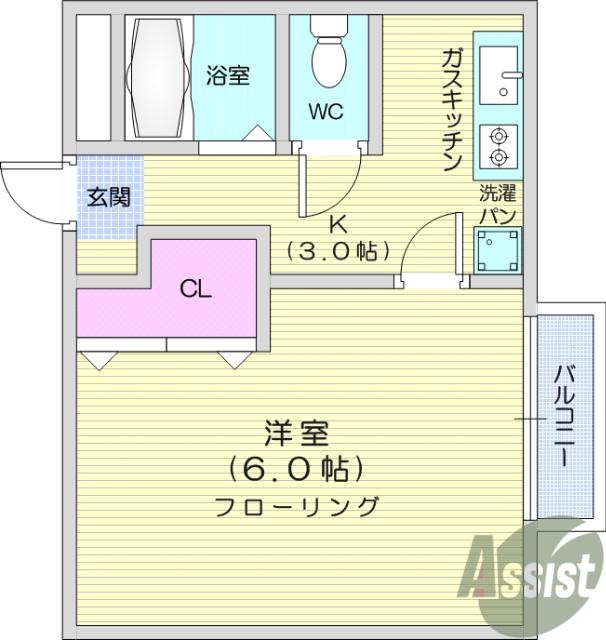 タウンハウスM(1K/1階)の間取り写真