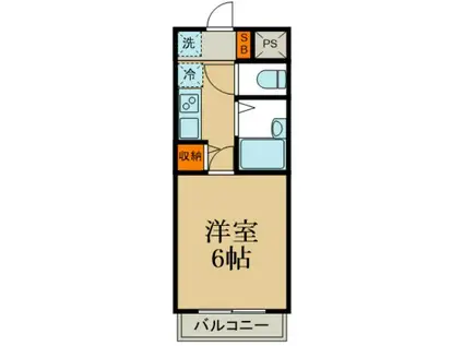 PLUMAS上福岡II(1K/1階)の間取り写真