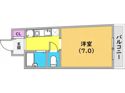 21東灘(1K/7階)の間取り写真