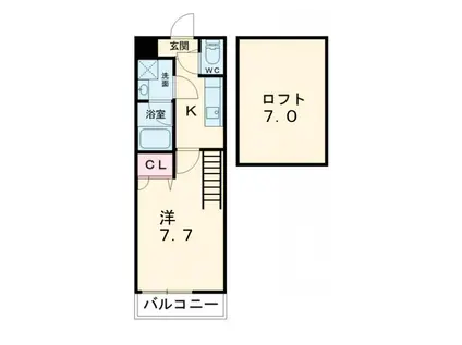 フジパレス初芝駅南II番館(1K/2階)の間取り写真