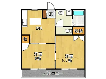 一万城マンション(2DK/2階)の間取り写真