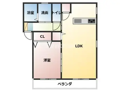 COZY PATIO(1LDK/1階)の間取り写真