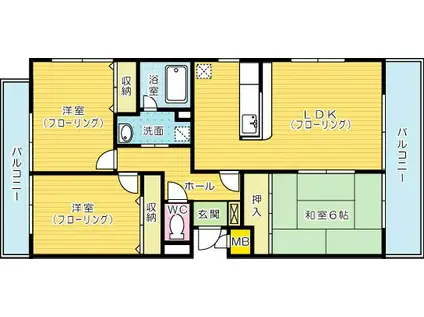 アネーロあそう(3LDK/6階)の間取り写真