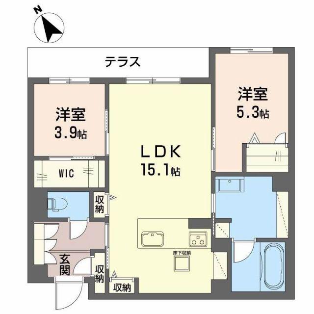 WITHPLUS天保山公園(2LDK/1階)の間取り写真