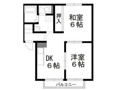 パークサイドよこおB棟(2DK/2階)の間取り写真