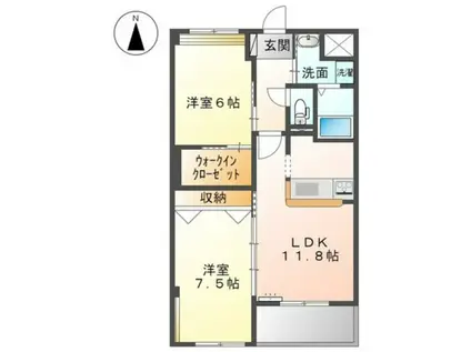 CASA GRANDE(2LDK/3階)の間取り写真