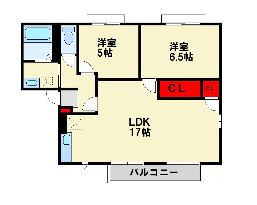 サラダ村 A棟(2LDK/2階)の間取り写真