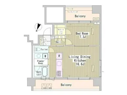 アーバンキューブ九段南(1LDK/12階)の間取り写真