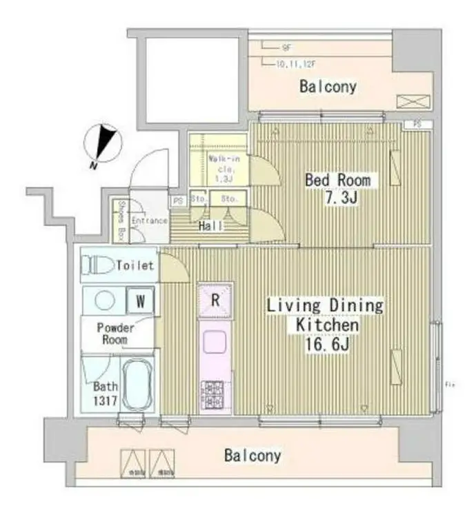 アーバンキューブ九段南 12階階 間取り