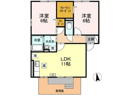 アトリエブランシェA・B(2LDK/1階)の間取り写真