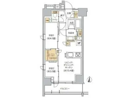 リビオメゾン東池袋(2LDK/4階)の間取り写真