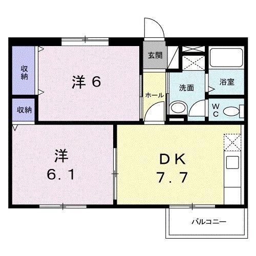 エスポワールB(2DK/1階)の間取り写真