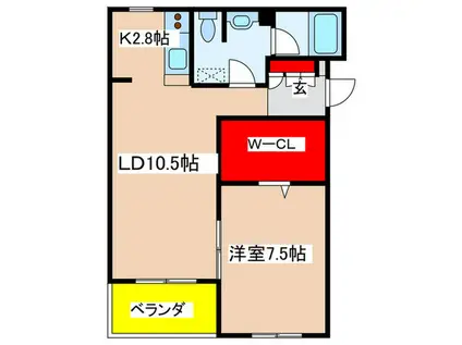 ピアッツァデルキーナ(1LDK/2階)の間取り写真