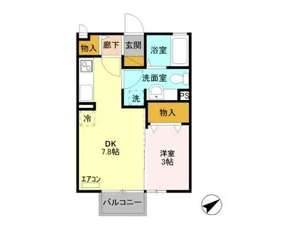 AMM プランドール(1DK/2階)の間取り写真