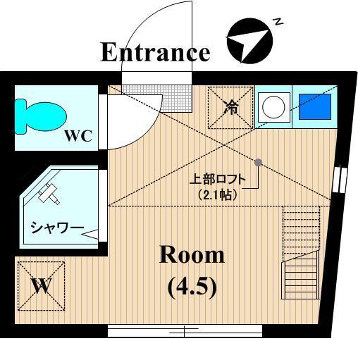 TM上平間(ワンルーム/2階)の間取り写真