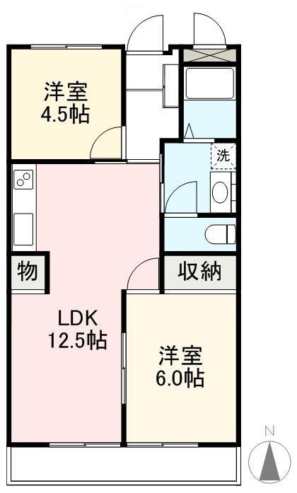 めぞん寺井(2LDK/1階)の間取り写真