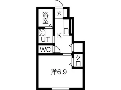 BLOOM GARDEN A棟(1K/1階)の間取り写真