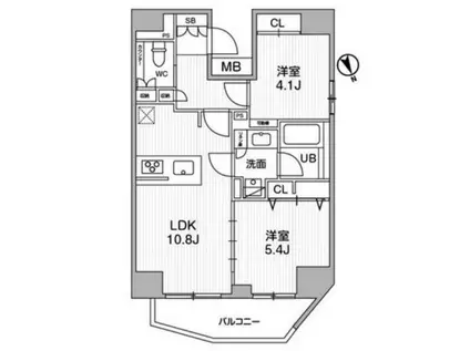 シーフォルム江戸川橋(2LDK/6階)の間取り写真