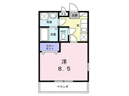 マレッサ(1K/1階)の間取り写真